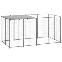 VidaXL Hondenkennel 2,42 m² staal zilverkleurig - thumbnail