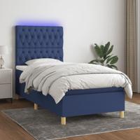 Boxspring met matras en LED stof blauw 100x200 cm