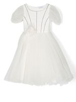 Monnalisa robe en tulle à ornements en cristal - Blanc