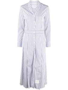 Thom Browne robe-chemise évasée à rayures - Blanc