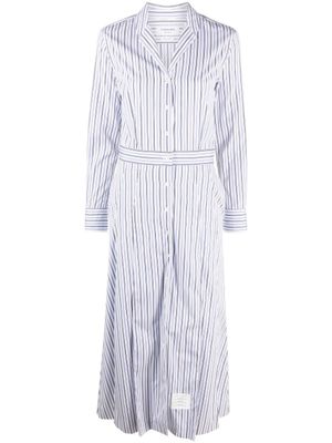 Thom Browne robe-chemise évasée à rayures - Blanc