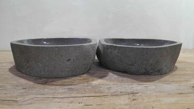 Wastafels riviersteen set RL250331AB, 52x43x15 cm