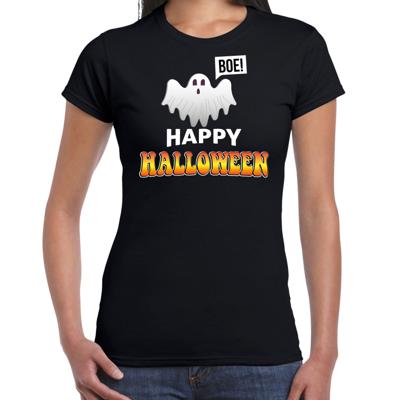 Spook / happy halloween - verkleed t-shirt - zwart - voor dames - Spoken