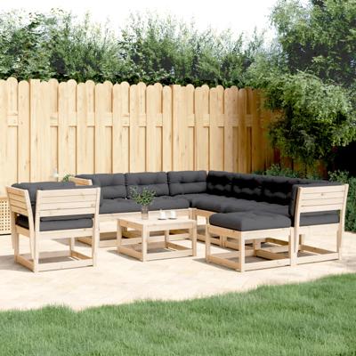 8-delige Loungeset met kussens massief grenenhout