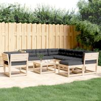 8-delige Loungeset met kussens massief grenenhout