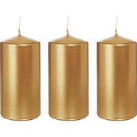 3x Gouden woondecoratie kaarsen 6 x 12 cm 40 branduren - thumbnail