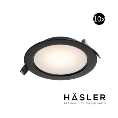 Inbouwspot Häsler Zamorra Incl. Fase Aansnijding Dimbaar 13.7 cm 8 Watt Warm Wit Zwart Set 10x