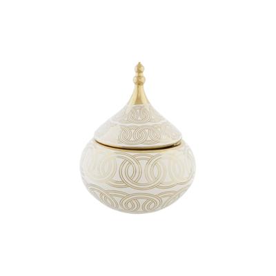 Tibor DKD Home Decor Wit Gouden Porselein Orientaals Verchroomd 18 x 18 x 22 cm