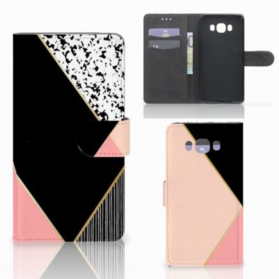 Samsung Galaxy J7 2016 | Book Case | Zwart Roze Vormen