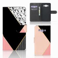 Samsung Galaxy J7 2016 | Book Case | Zwart Roze Vormen