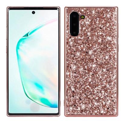 Plating glittery poeder schokbestendig TPU Case voor Galaxy Note 10 (Rose Gold)