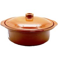 Tapas terracotta ovenschaal/stoofpot cocotte met deksel 30 cm