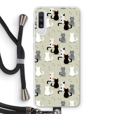 Katten: Samsung Galaxy A70 Transparant Hoesje met koord