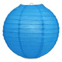 Luxe bol feest lampion - blauw - dia 25 cm - papier