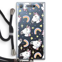 Rainbow Unicorn: Sony Xperia XZ1 Transparant Hoesje met koord