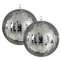 Mega discobal kerstballen - 2x - zilver - 25 cm - foam - spiegelbol - kerstversiering