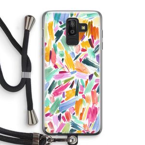 Watercolor Brushstrokes: Samsung Galaxy J8 (2018) Transparant Hoesje met koord