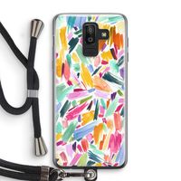 Watercolor Brushstrokes: Samsung Galaxy J8 (2018) Transparant Hoesje met koord