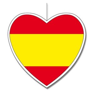 Spanje hangdecoratie harten 14 cm   -