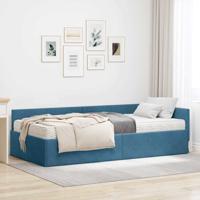 Hoekbedframe met Matras Anders 2 pcs Blauw Fluweel