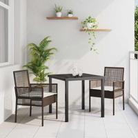 Tuinstoel met kussen 2 pcs Bruin 55 x 53 x 85 cm poly rattan