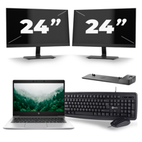 HP EliteBook 830 G6 - Intel Core i5-8e Generatie - 13 inch - 16GB RAM - 256GB SSD - Windows 11 + 2x 24 inch Monitor