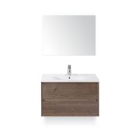 Dante Badmeubelset 80 cm - Tabacco - Keramische Wastafel Wit Enjoy - met Spiegel
