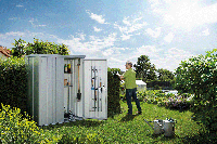Biohort Metalen Tuinkast 230 - Kwartsgrijs - 227x83x182,5 cm- Plat dak- Metaal- Biohort