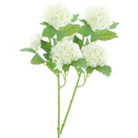 Kunstbloem Viburnum/sneeuwbal - 3x - 46 cm - wit - losse steel - kunst zijdebloemen