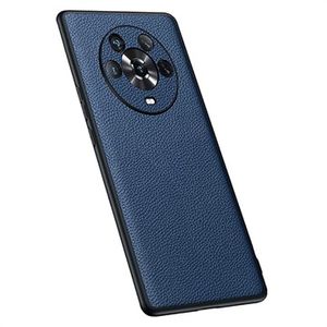 Met leer gecoate Honor Magic4 Hybrid Case - Blauw