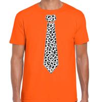Verkleed T-shirt voor heren - voetbal stropdas - oranje - supporter EK / WK