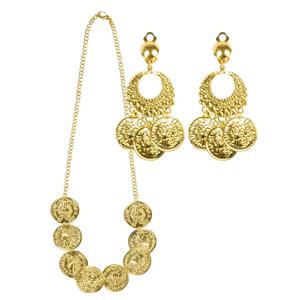 Carnaval/verkleed accessoires 1001 nacht/buikdanseres sieraden set - ketting/oorbellen - goud