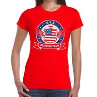 Rood USA drinking team t-shirt dames