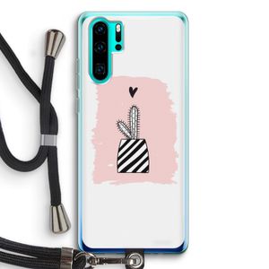 Zwart-wit cactus: Huawei P30 Pro Transparant Hoesje met koord