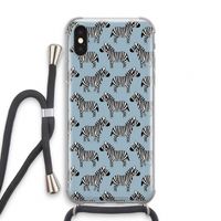 Zebra: iPhone XS Transparant Hoesje met koord