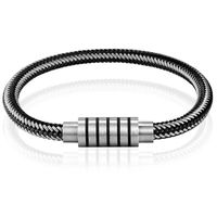 Heren armband Leer Edelstaal Magnetische sluiting