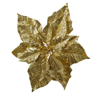 Kerstboomversiering Kerstster - 23 cm - goud glitter - op clip - ornament - ster