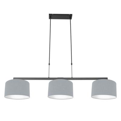 Steinhauer Hanglamp 3-lichtsStang zwart met kap lichtblauw - 3951ZW