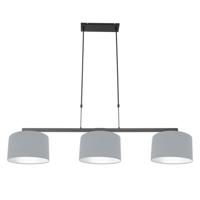 Steinhauer Hanglamp 3-lichtsStang zwart met kap lichtblauw - 3951ZW