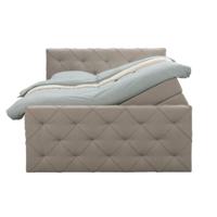 Leen Bakker - Boxspring Met Opbergruimte En Voetbord Liv Geruit - 140x200cm - Stof - Beige
