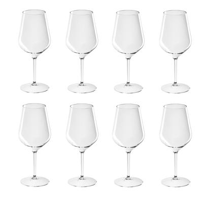 Santex Wijnglas - 8x - onbreekbaar kunststof - 47 cl - 470 ml - witte en rode wijn glazen