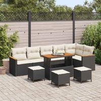 Tuinbankenset 10 pcs Zwart poly rattan