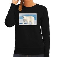 Dieren sweater / trui met ijsberen foto zwart voor dames