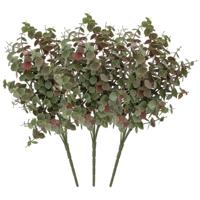 Kunstbloem Eucalyptus tak - 3x - 47 cm - saliegroen - bundel/bosje - Kunst zijdebloemen