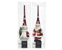 Piek glas figuur d8 en h8 cm rood/wit - Decoris