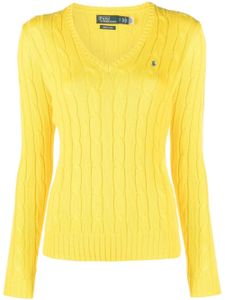 Polo Ralph Lauren pull Kimberly en maille torsadée à col v - Jaune