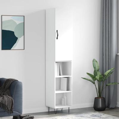 Hoge kast 34,5x34x180 cm bewerkt hout wit