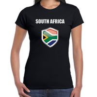 Zuid Afrika fun/ supporter t-shirt dames met Zuid Afrikaanse vlag in vlaggenschild 2XL  - - thumbnail