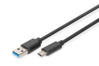 Digitus USB-kabel USB 3.2 Gen1 (USB 3.0 / USB 3.1 Gen1) USB-C stekker, USB-A stekker 1.00 m Zwart Rond, Afgeschermd (dubbel) DB-300136-010-S