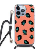 Pink Cheetah: iPhone 13 Pro Transparant Hoesje met koord